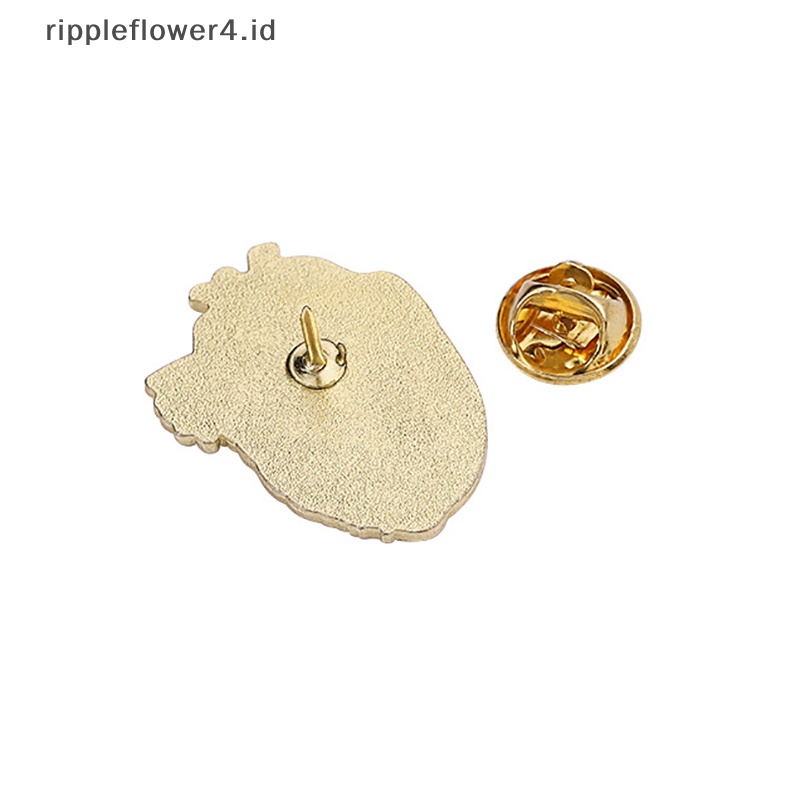 {rippleflower4.id} Art Heart Oil Pager Bros Warna-Warni Jantung Enamel Pin Jamur Minyak Paing Puzzle Dinosaurus Keong Laple Lencana Organ Perhiasan~