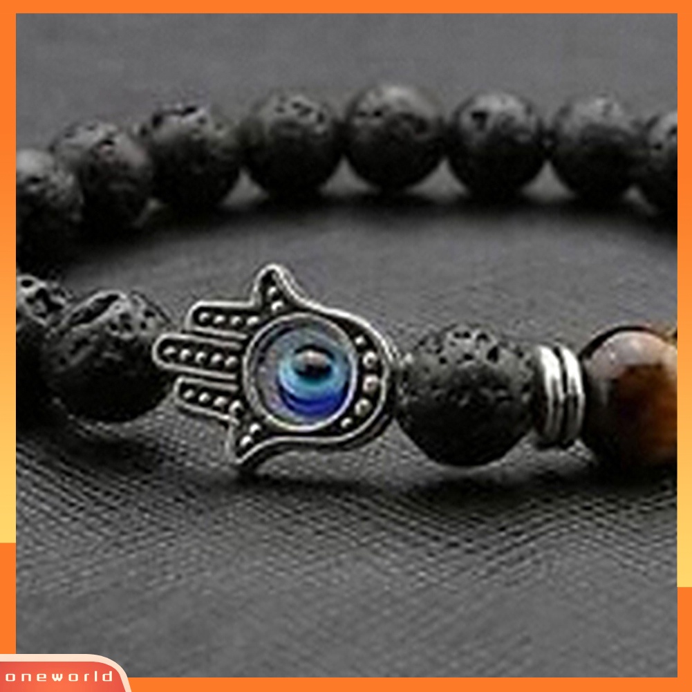 [WOD] Fashion Unisex Perhiasan Manik-Manik Batu Alam Perak Buddha Tangan Pesona Gelang