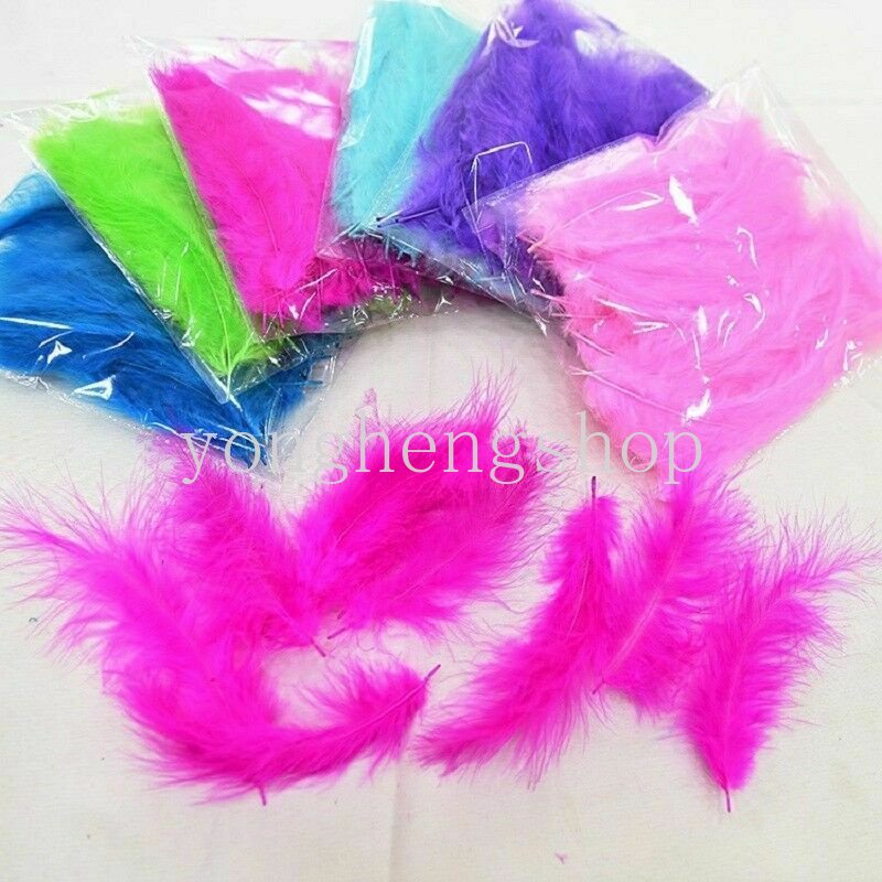 100pcs/set Marabou Turki Bulu Bobo Bola Balon Dekorasi DIY Craft Colorful Feather Untuk Membuat Perhiasan Carnaval Clothes Assesoires Dream Catcher Making Tool