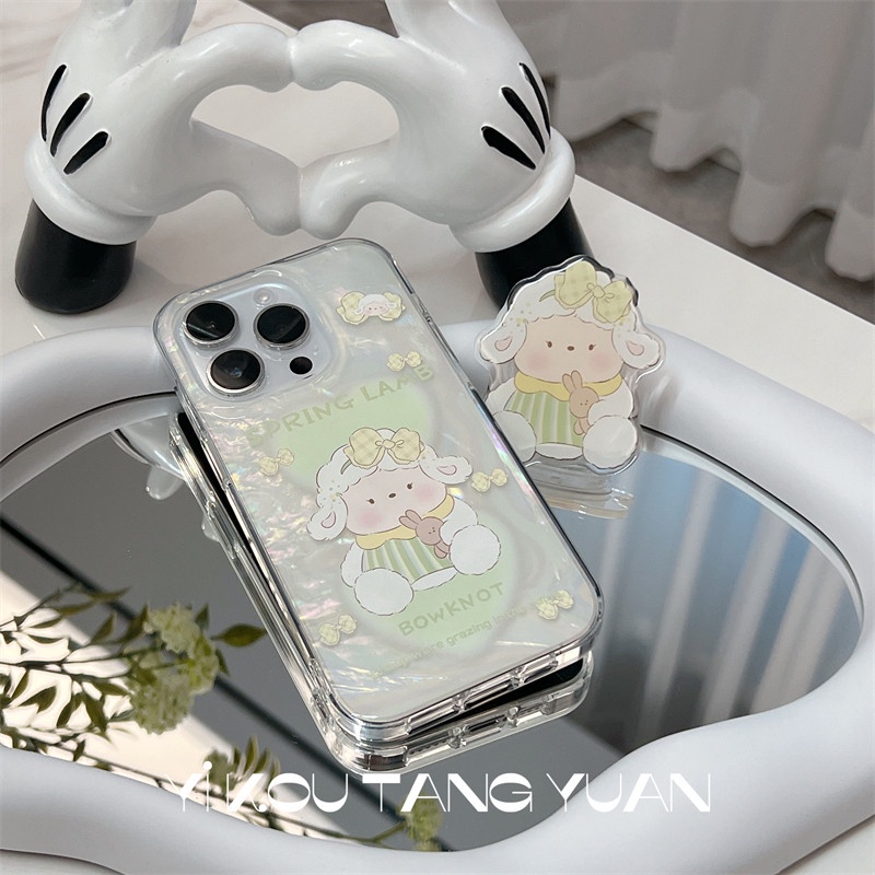 Ins Gaya Cocok Untuk iPhone 14 Pro Max Casing Ponsel iPhone Double-layer Dicetak Pola Domba Kompatibel Dengan Iphone13 13pro 13prm iPhone 11 11pro 14plus 12Pro Max Shockproof TPU Phone Case