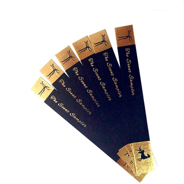

Kertas Uji Aroma Parfum Blotter Hitam Printing Foil Tinta Emas