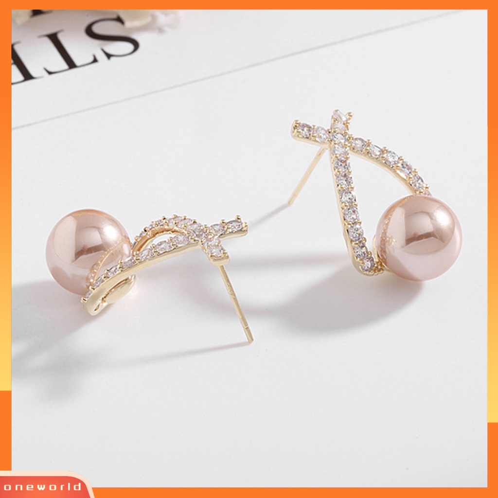 [WOD] Anting Tusuk Wanita Perhiasan Berlian Imitasi Berbentuk Salib Ringan Tahan Lama Ear Studs Untuk Pernikahan