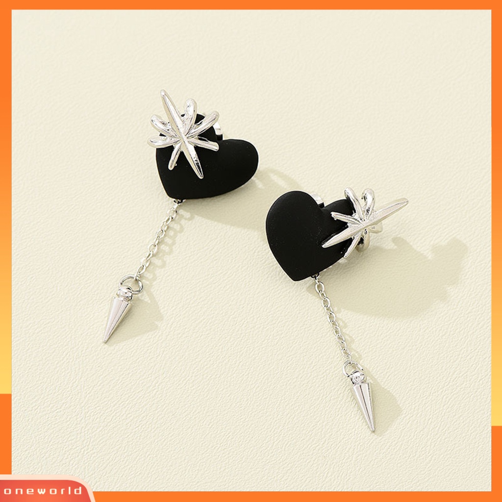 [WOD] 1pasang Drop Earrings Gothic Rantai Panjang Rumbai Hip Hop Kilau Terang Semua Pertandingan Dekorasi Streetwear Wanita Cinta Hati Studs Earrings Fashion Perhiasan Untuk Pacaran