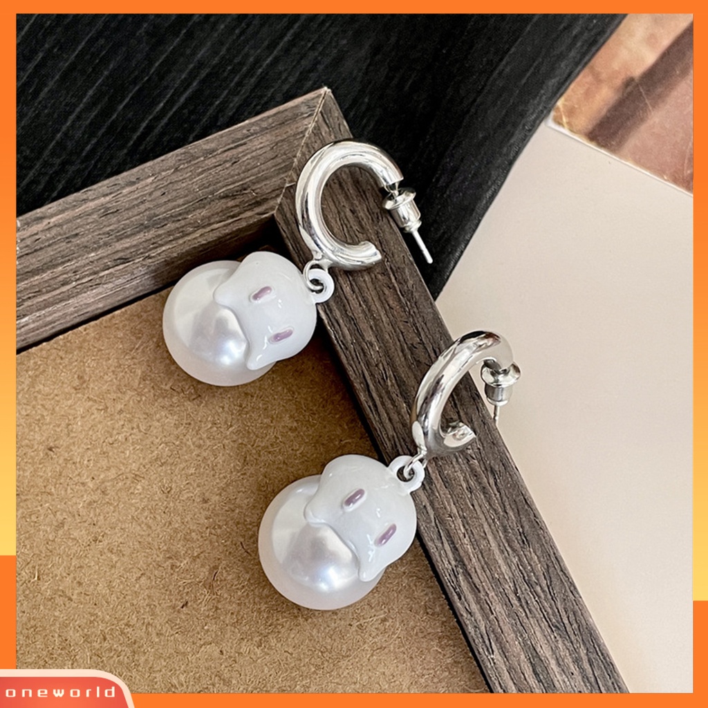 [WOD] 1pasang Anting Menjuntai Kartun Mutiara Imitasi Gaya Halloween Geometris Meriah Hias Hadiah Wanita Hantu Kecil Yang Lucu Liontin Stud Earrings Perhiasan Untuk Anak Perempuan