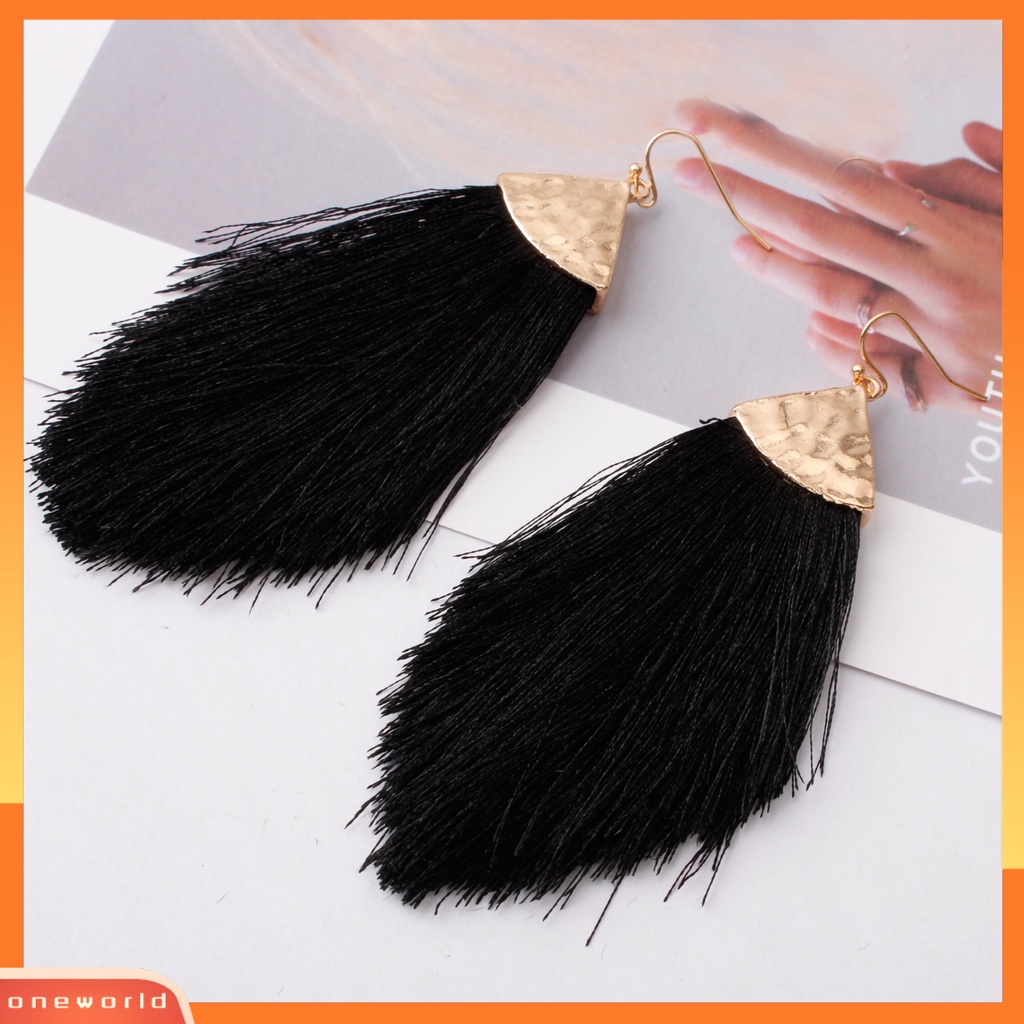 [WOD] 1pasang Anting Wanita Rumbai Gaya Bohemia Fringe Anting Drop Ringan Untuk Pakaian Sehari-Hari