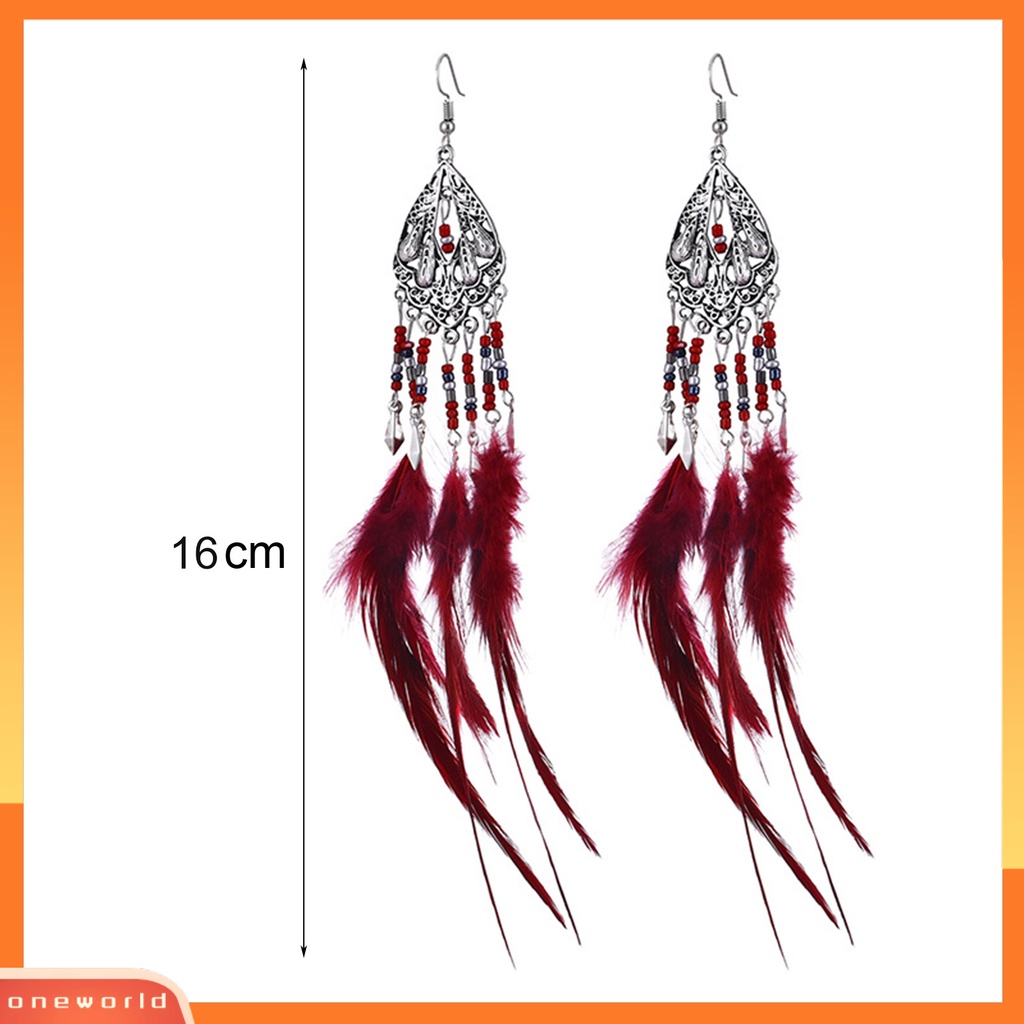 [WOD] 1pasang Anting Lady Gaya Bohemia Rumbai Bulu Anting Drop Etnik Untuk Pakaian Sehari-Hari