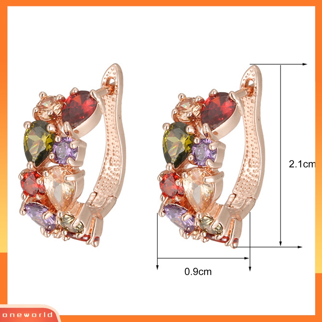 [WOD] 1pasang Anting Wanita Elegan Dekorasi Telinga Gaya Eropa Dan Amerika Anting Klip Berlian Imitasi Warna-Warni Untuk Pakaian Sehari-Hari