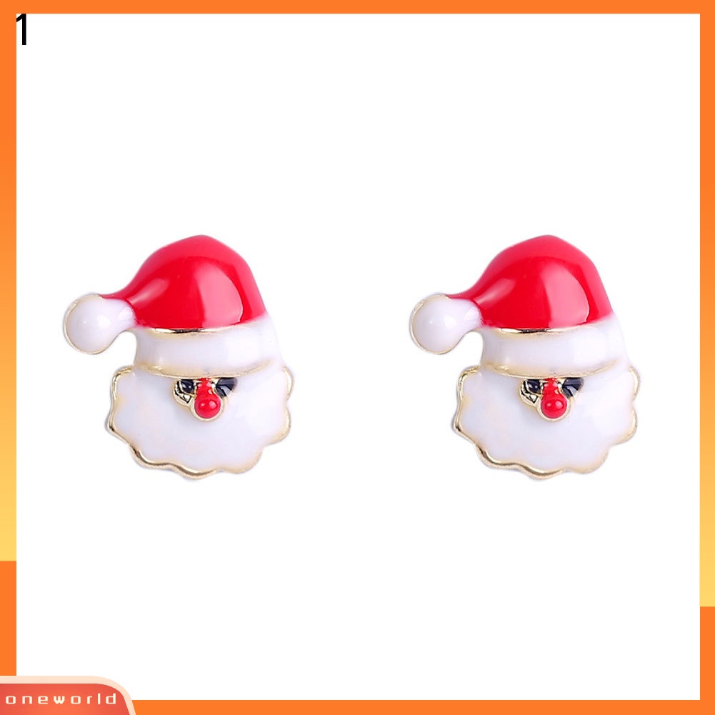 [WOD] Wanita Kreatif Natal Snowflake Candy Cane Stud Earrings Perhiasan Pesta Xmas