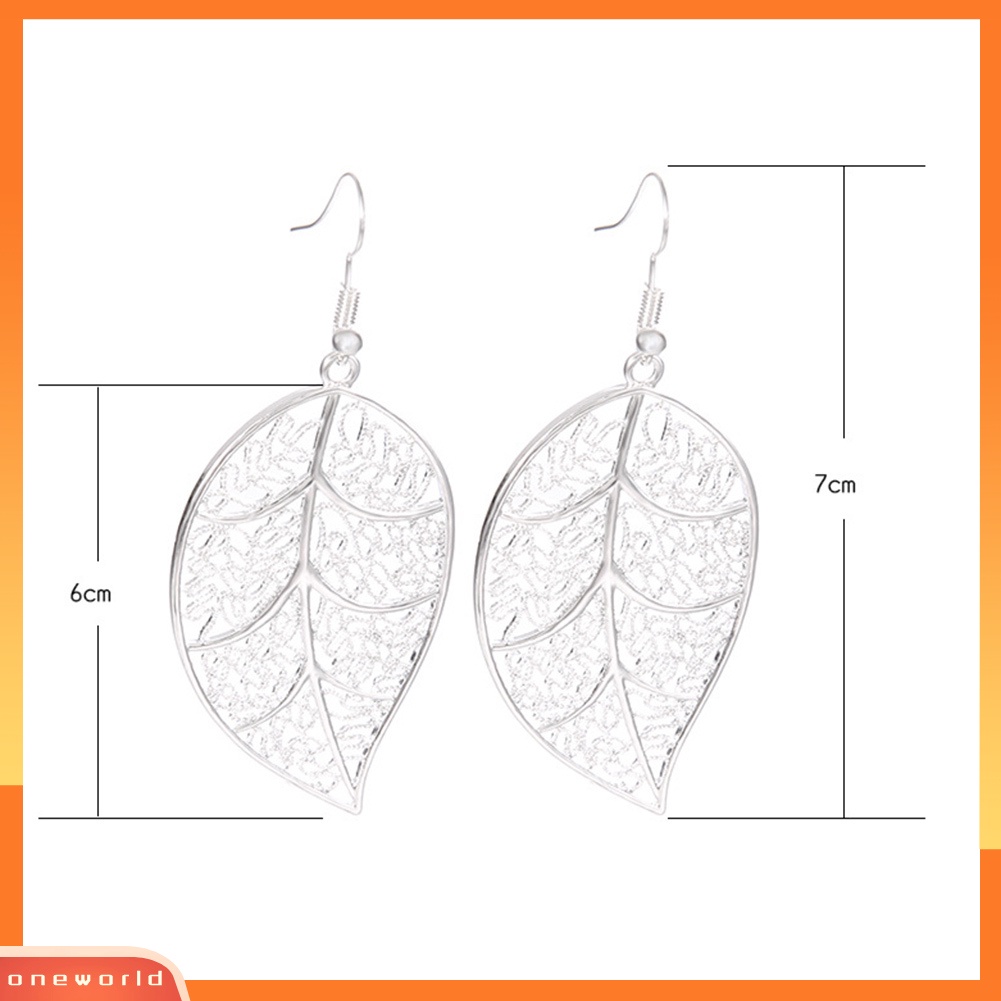 [WOD] Fashion Wanita Berongga Ukir Pohon Daun Liontin Menjuntai Drop Hook Anting Perhiasan