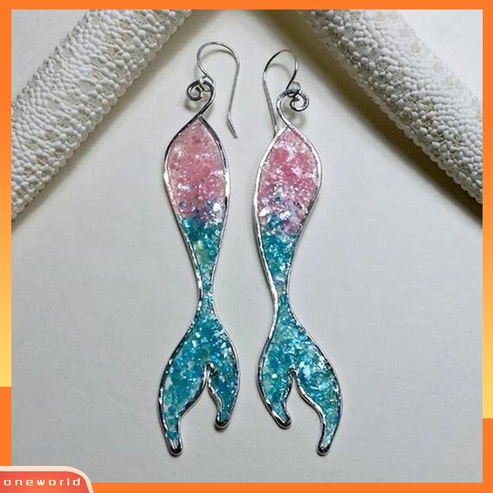 [WOD] Fashion Mermaid Tail Pendant Hook Anting Wanita Perhiasan Pesta Pernikahan Dekorasi