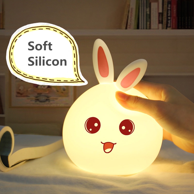 AVVIC Lampu Tidur Karakter Silikon Silicone Lamp LED RGB Night Light Rechargeable Pat Sensor