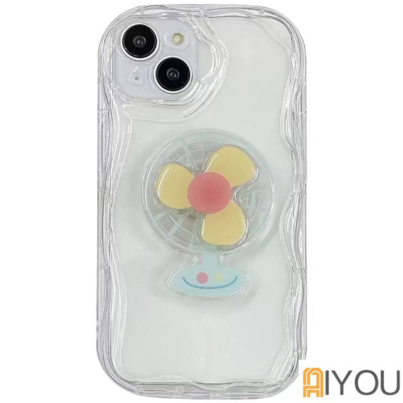 Kipas Rotated Holder Phone Case Untuk IPhone 13 12 14 11 Pro MAX 7 8 6 S Plus 11Pro X XR XS MAX SE 2020 14Plus Case Silikon Lembut Shockproof Gelombang Lurus Pelindung Stand Cover