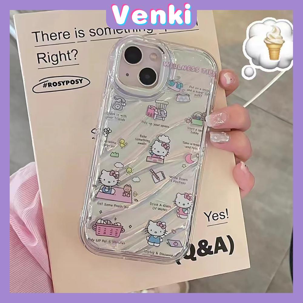 VENKI - iPhone Case untuk iPhone 11 Laser Reflektif Bening Phone Case TPU Soft Shockproof Airbag Case Lucu Kartun Kucing Kompatibel dengan iPhone 14 13 Pro Max 12 Pro Max XR XR 7 8Plus