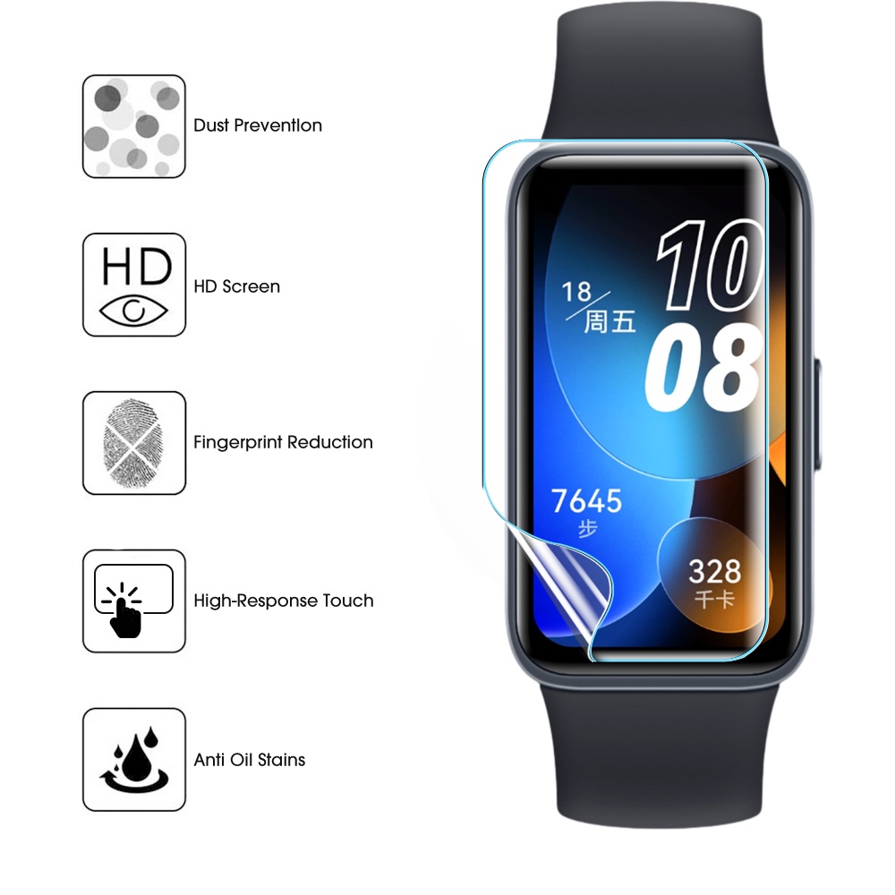 1pc Film TPU Hydrogel untuk Huawei band8 / pelindung layar Touch Friendly / HD Film pelindung Anti gores bening / pelindung layar tidak terlihat lembut