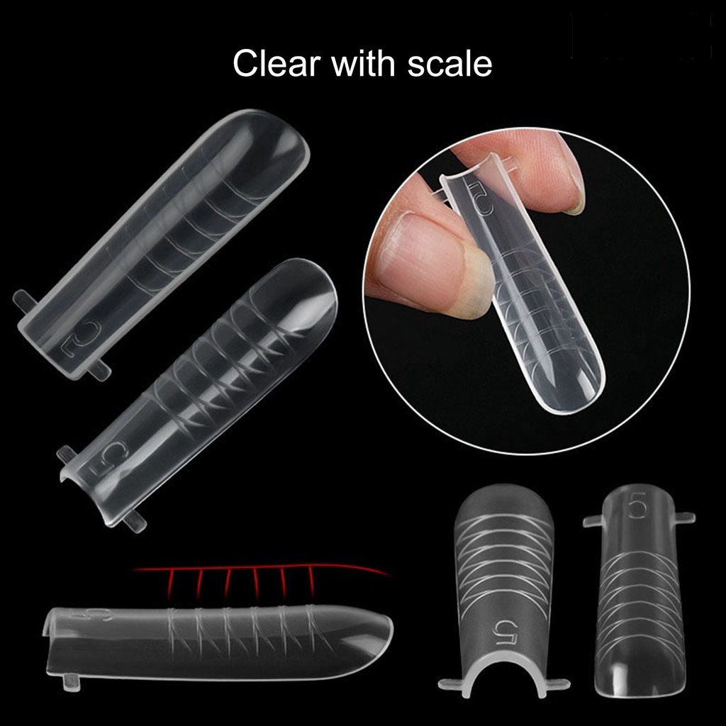 Providence 288Pcs /Box Bangunan Cepat Kuku Palsu Terlihat Dekoratif Ultra-Tipis Transparan Plastik Kuku Cetakan Tips Perlengkapan Kuku