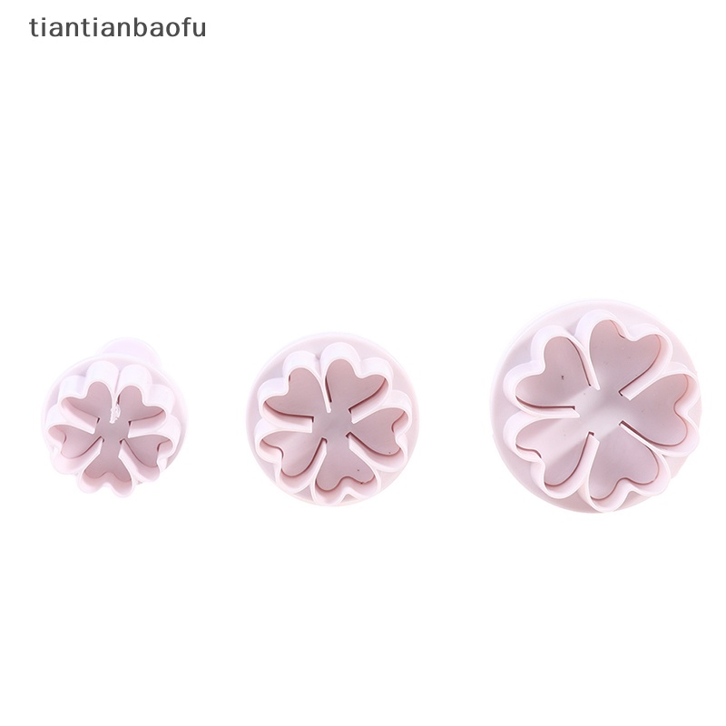 [tiantianbaofu] 3pcs /Set Cetakan Bunga Hati Mini Plunger Plastik DIY Kue Decorag Tools Butik