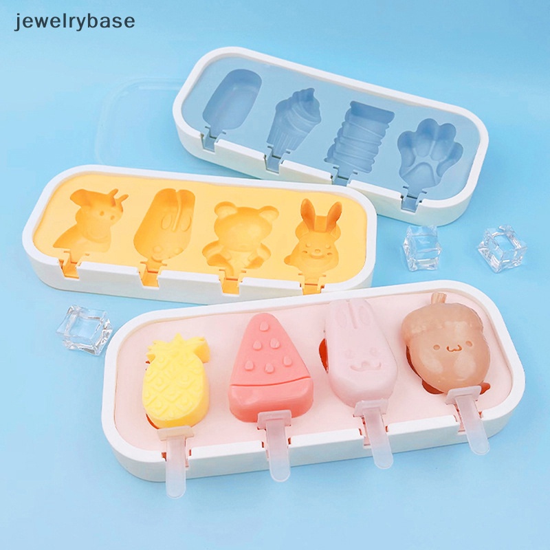 [jewelrybase] Cetakan Silikon Es Krim Ice Cube Maker Dengan Tutup Family Popsicle Ice Cube Tray Butik