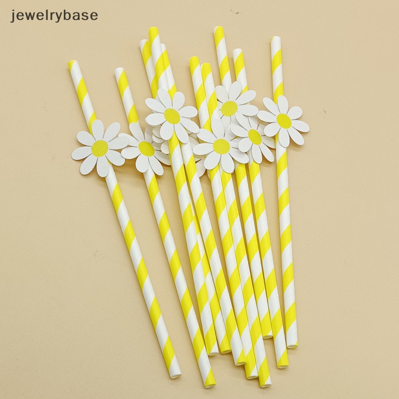 [jewelrybase] 30 Pcs Bunga Daisy Manis Sekali Pakai Sedotan Kertas Bar Minum Sedotan Pesta Butik