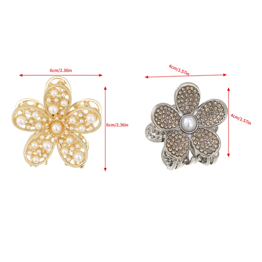 Korea Alloy Berlian Imitasi Bunga Rambut Klip Rambut Cakar Kristal Mutiara Jepit Rambut Ponytail Holder Woman Hair Accessories