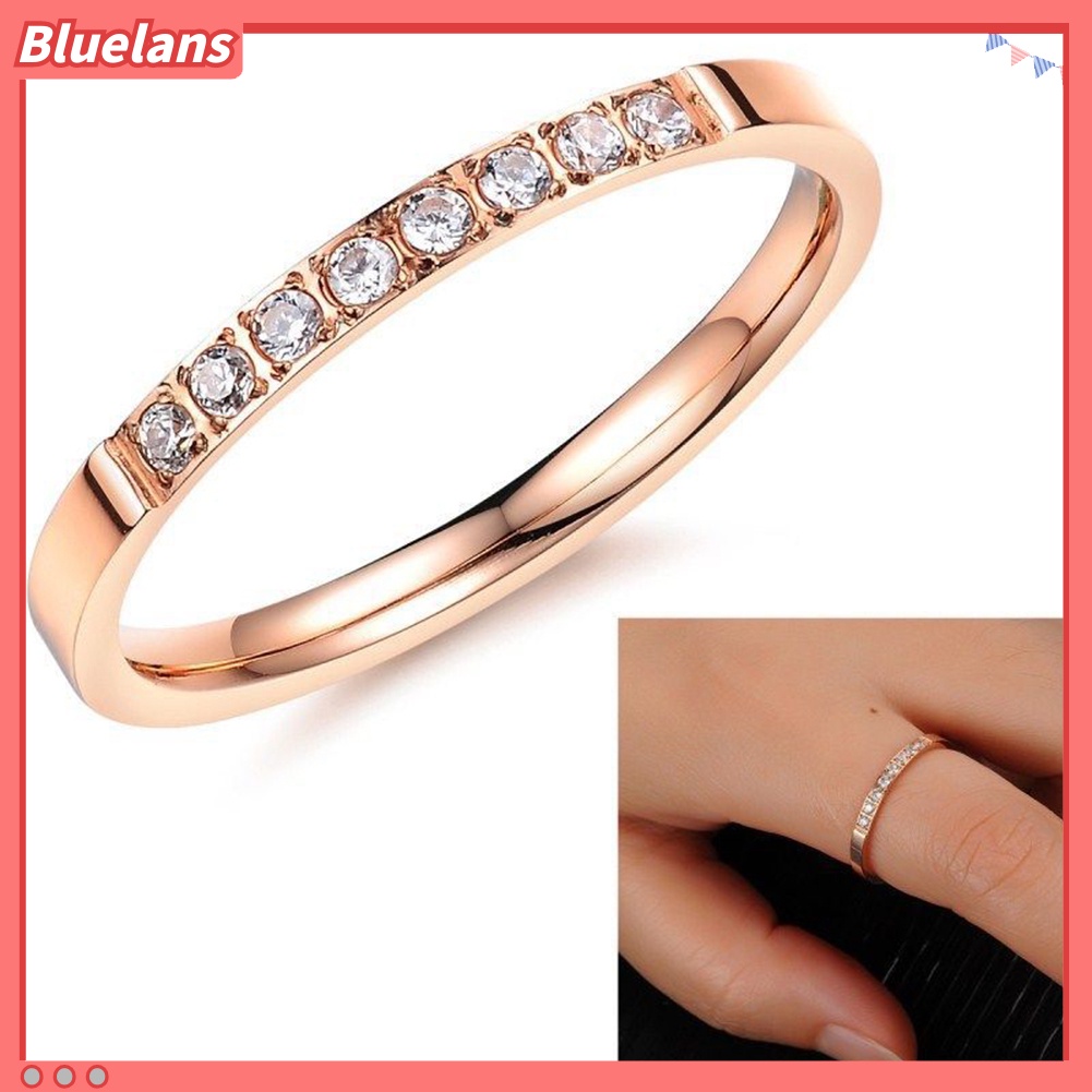 [BLS] Bling Baris Tunggal Berlian Imitasi Fashion Wanita Jari Cincin Pernikahan Pertunangan Perhiasan