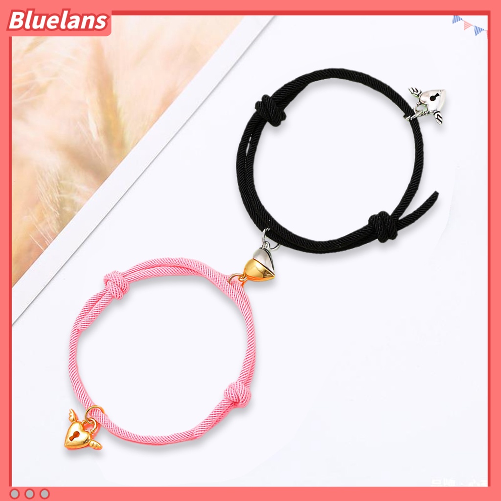 [BLS] 1pasang ic Gelang Nilon Tali Tangan Buatan Tangan Adjustable Electroplating Liontin Tidak Luntur Hias Pecinta Menarik Atraksi Hati Gelang Perhiasan Aksesori