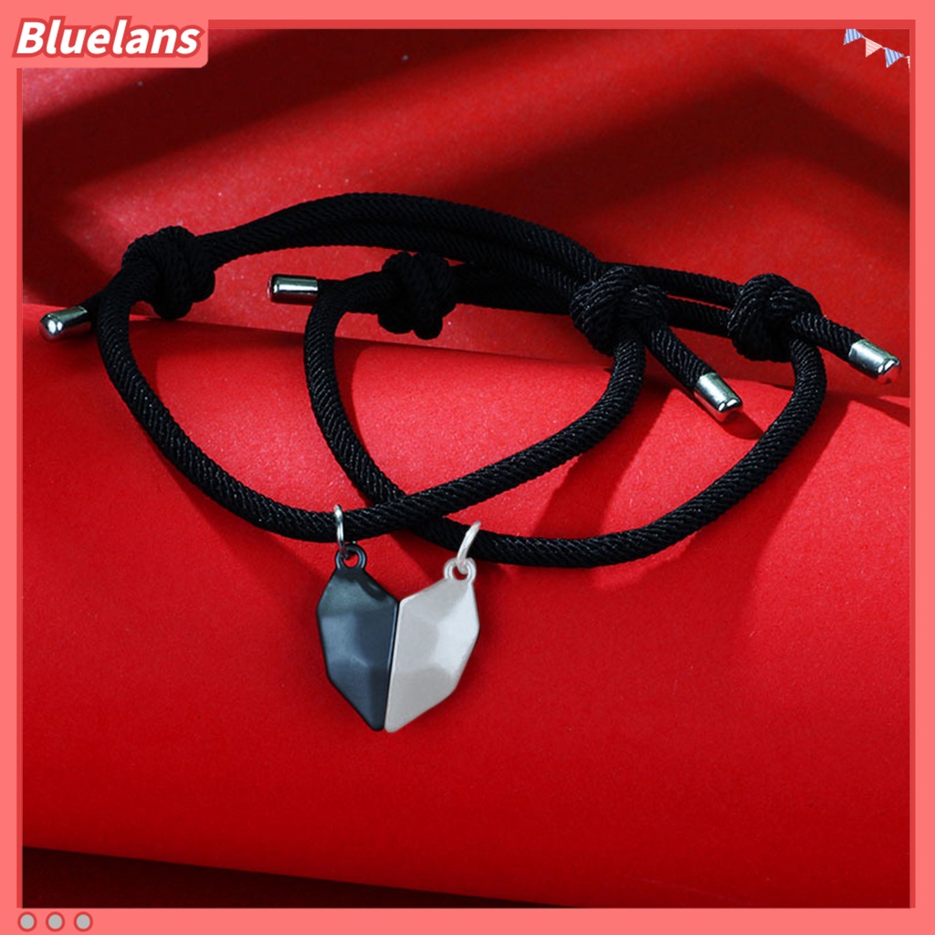 [BLS] 1pasang Gelang Couple ic Cinta Romantis Unisex Bentuk Hati Panjang Yang Dapat Disesuaikan Pria Bracelet Jewelry