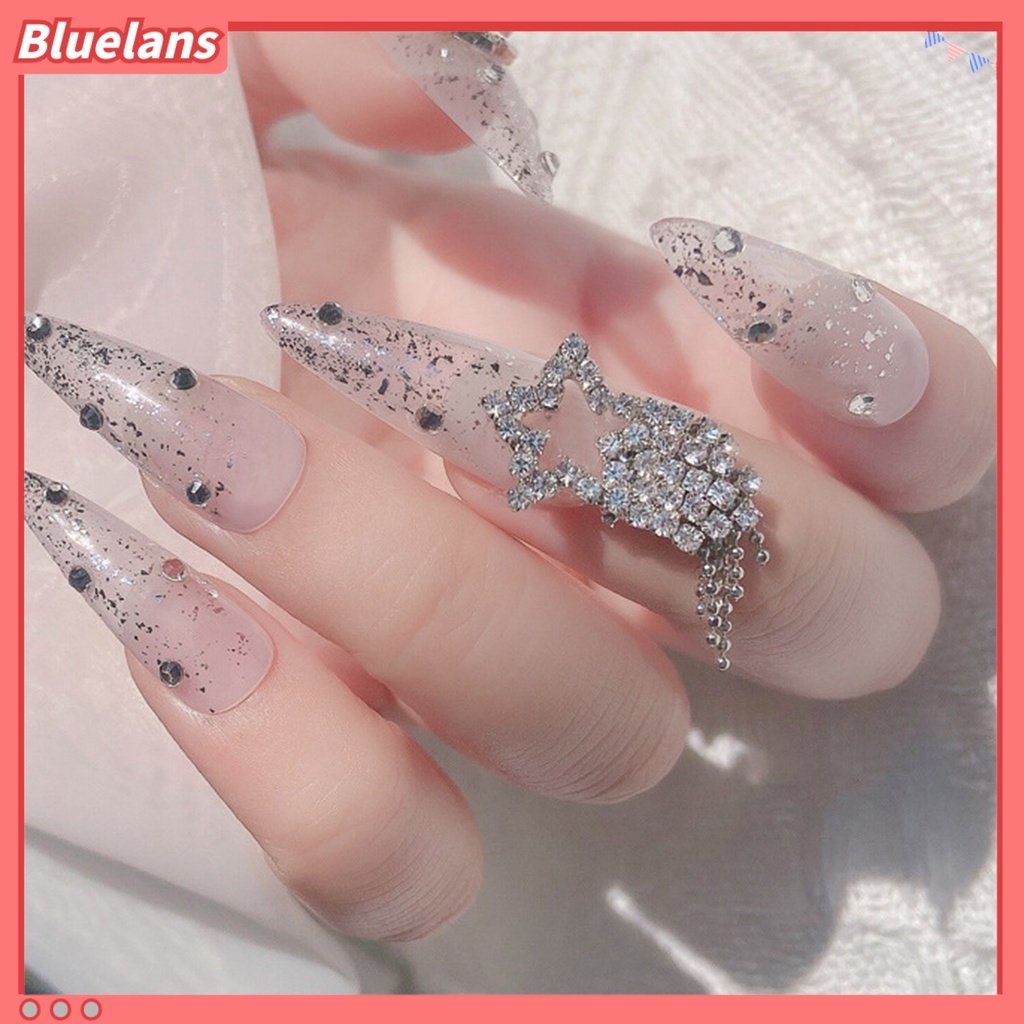 [BLM] Pesona Kuku Tidak Luntur Efek 3D Gloss Rhinestones Dekorasi Rantai Ornamen Rumbai Untuk Manicure