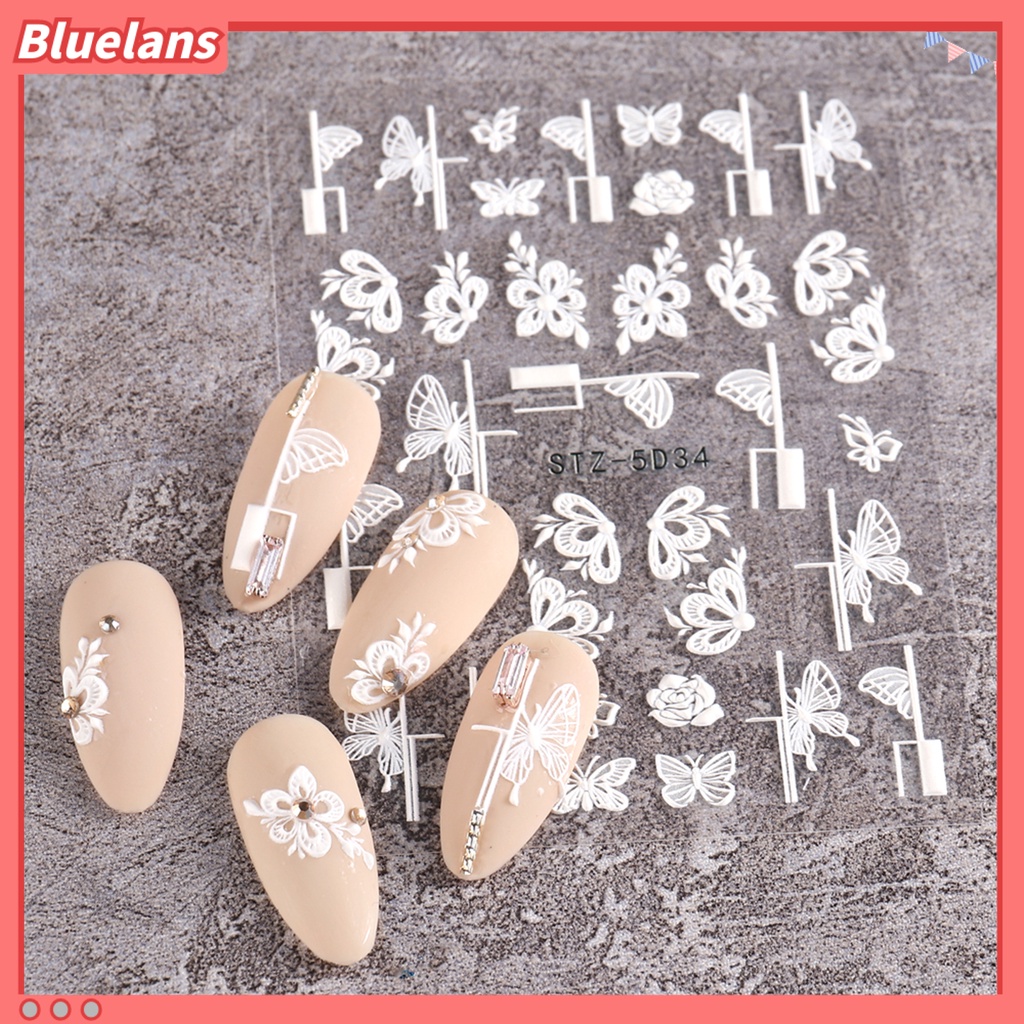 [BLM] Timbul Stiker Kuku Bunga Decal DIY Nail Art Dekorasi Musim Semi Musim Panas Bunga Dekorasi Kuku Stiker Perlengkapan Kuku