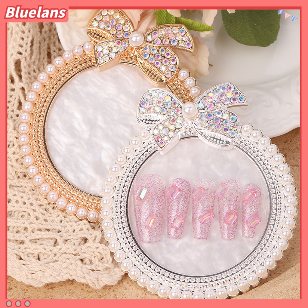 [BLM] Manicure Palette Lovely Bow Hiasan Mutiara Imitasi Baki Penyangkut Pajangan Kuku Stand Gel Polish Pallet Mixing Plate Untuk Salon Kuku
