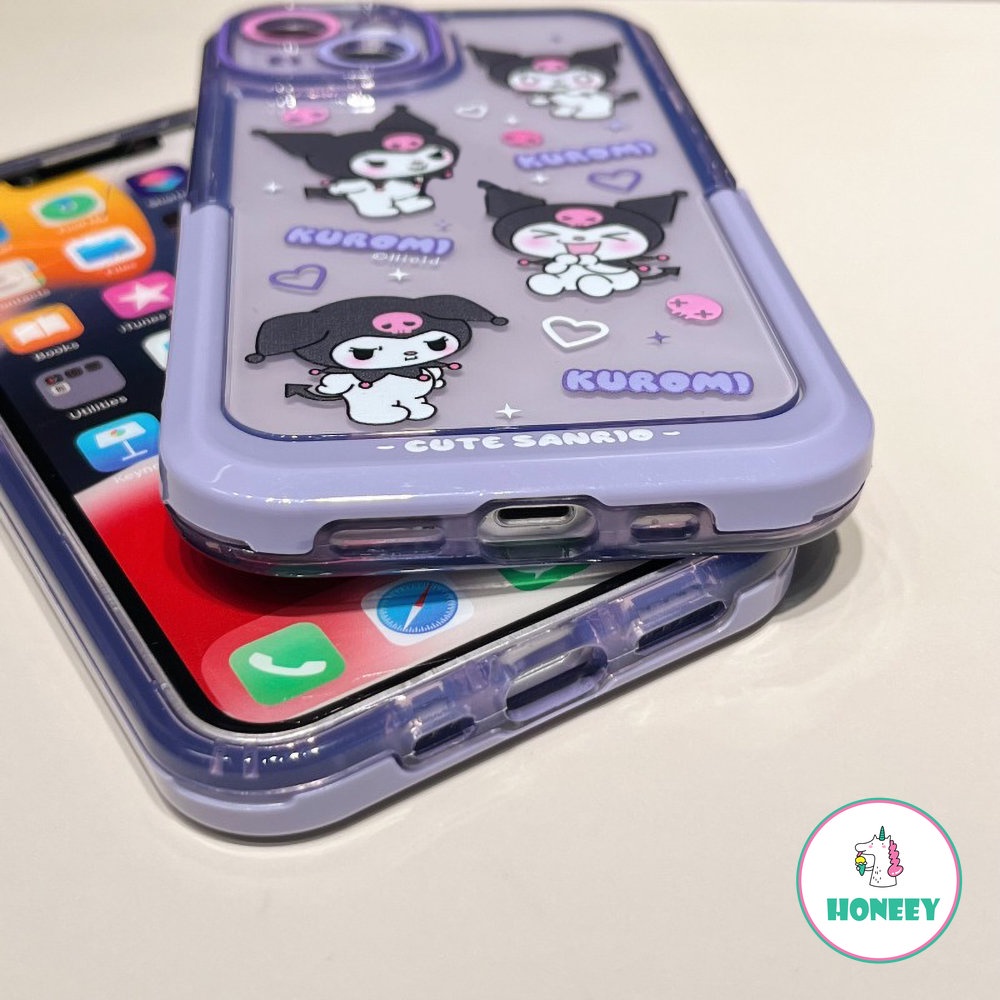 IPHONE Kawaii Sanrio Kuromi Invisible Stand Phone Case Untuk Iphone14 Pro Max Case Untuk Iphone11 12 13 Pro Max Kartun Anti-Drop Back Cover