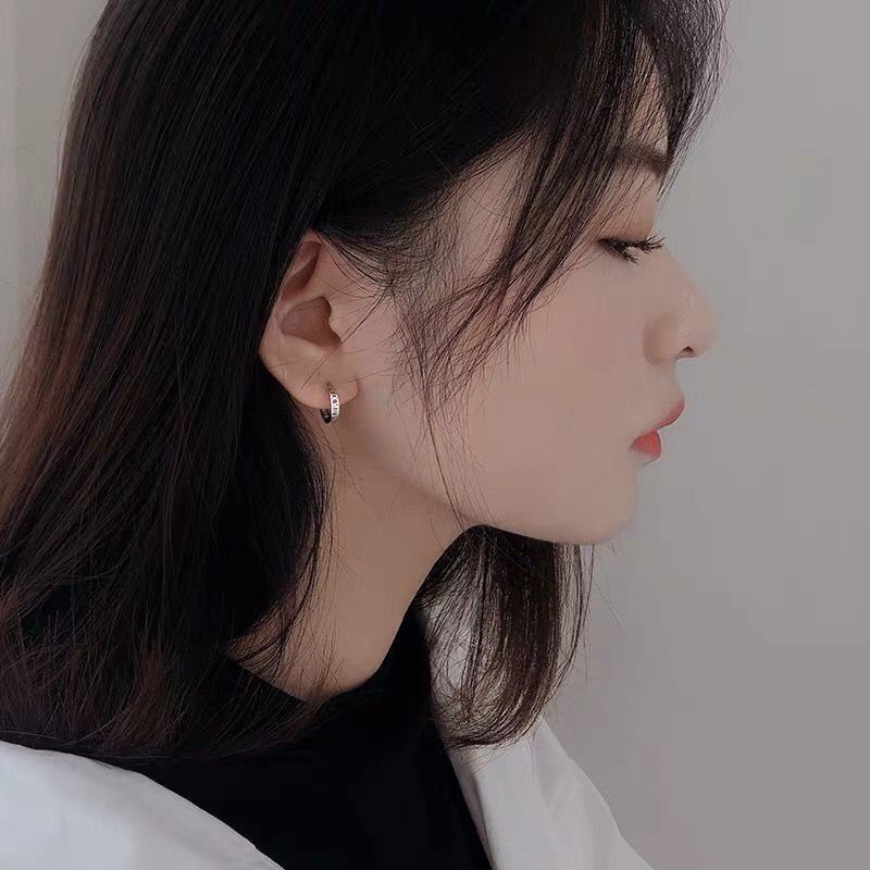 Angka Romawi Anting Perak Wanita Korea Sederhana Berongga Perak Hoop Earrings Fashion Perhiasan Aksesoris