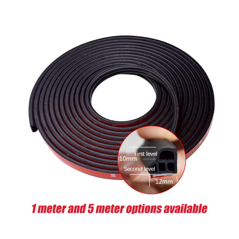 1m /5m Double Layers Rubber Celah Pintu Mobil Sealing Tape/ Strip Peredam Suara Perekat Diri Bagasi Otomotif/ Band Penyangga Kap Kendaraan Universal