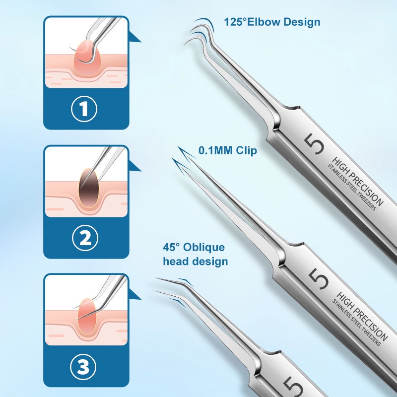 Alat Penghilang Jerawat Gagang Anti slip Ultra Fine Comedone Extractor Tool Untuk Kulit Wajah Hidung