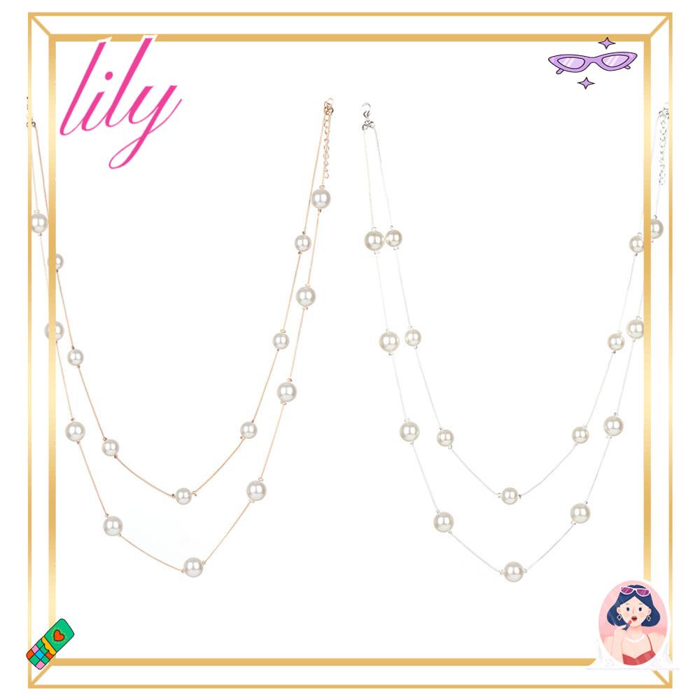 Lily Pearl Kalung Fashion Wanita Multilayer Sweater Rantai