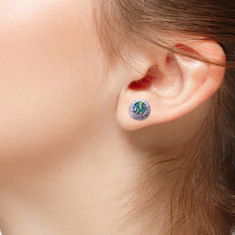 Dainty Green Stud Earrings Fashion Aksesori Telinga Untuk Wanita Pakaian Sehari-Hari Pesta Malam Anting Elegan Pernyataan Perhiasan