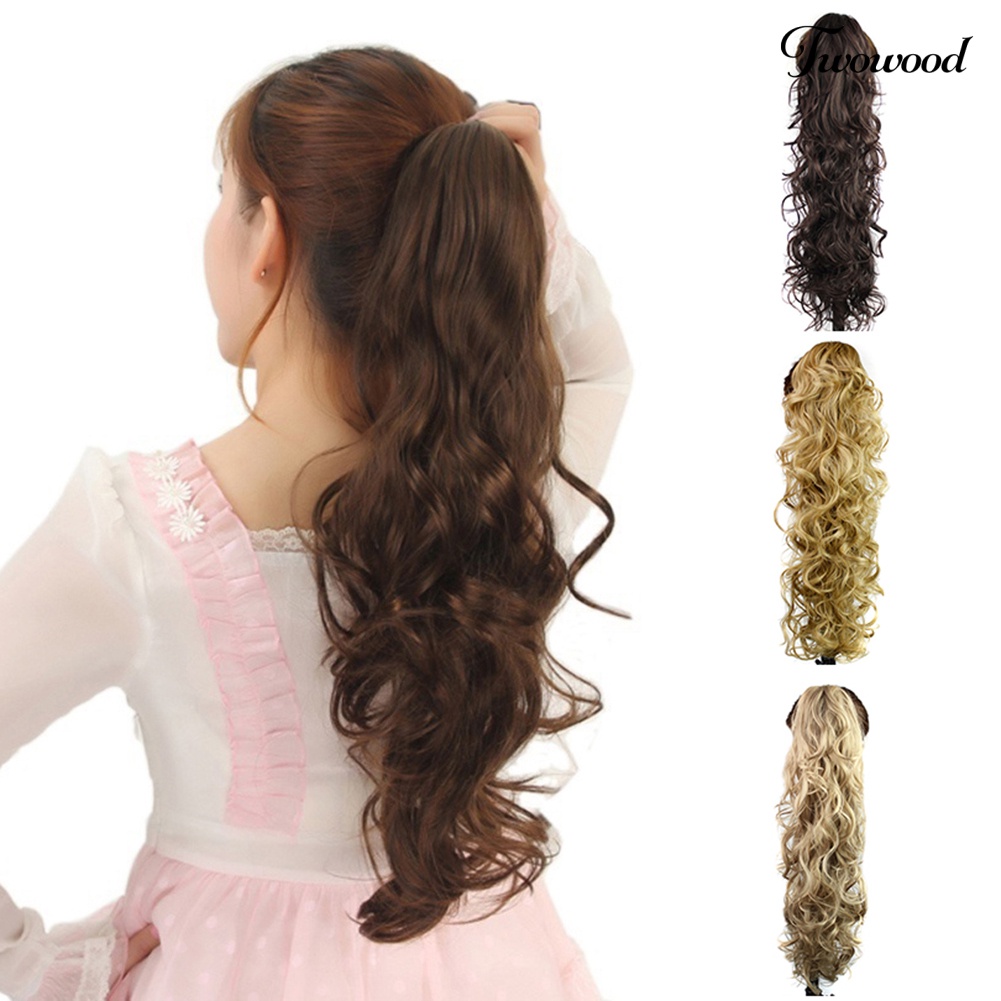 Twowood Wanita Fashion Panjang Keriting Sopak Ponytail Claw Clip Bergelombang Rambut Wig Ekstensi