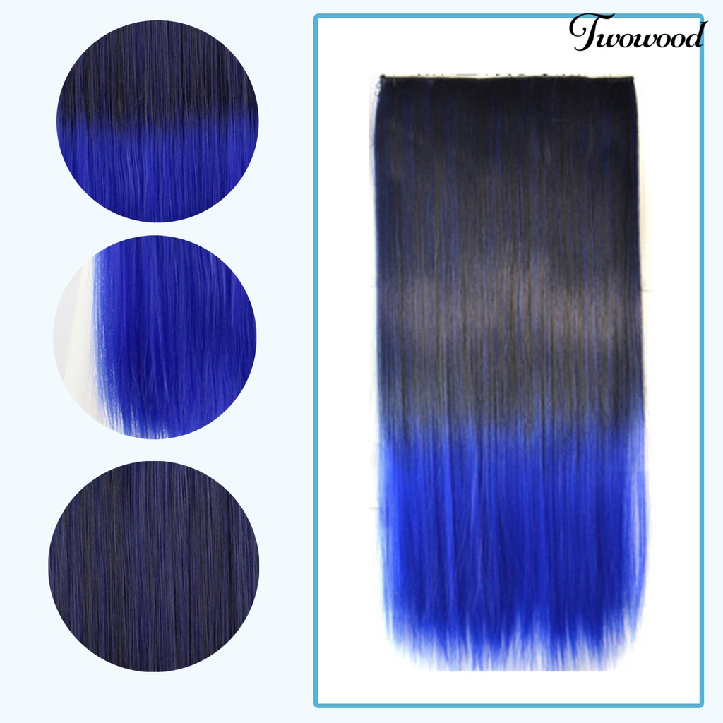 Twowood Klip Wig Tahan Panas Warna Ombre Ultra Panjang Ekstensi Sopak Lurus Serat Suhu Tinggi Rambut Palsu Untuk Perempuan