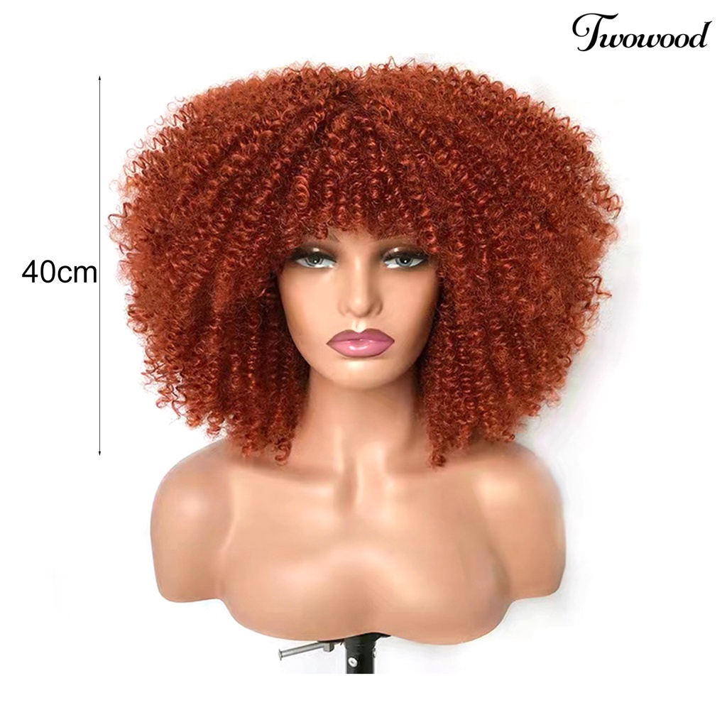 Twowood African Curly Wig Fashion Nyaman Dipakai Tahan Banting Kuat Remodeling Sehat Alat Makeup Ramah Lingkungan Wig Wanita Rambut Keriting Afrika Untuk Kehidupan Sehari-Hari