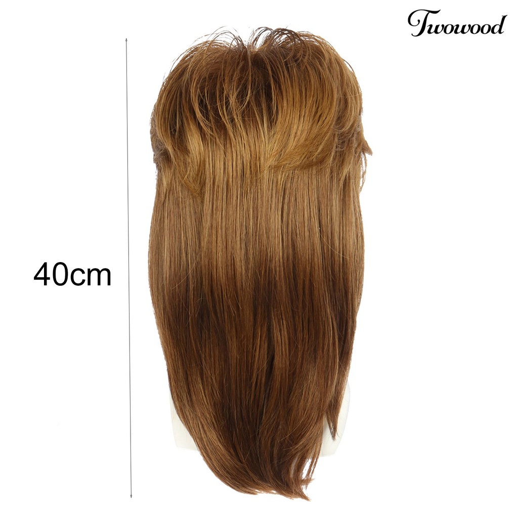 Twowood Wig Pria Amerika Nyaman Mudah Dipakai Berbulu Tahan Panas Fashion Kosmetik Alat Suhu Tinggi Sutra Pria Gaya Rock Wig Pendek Untuk Pesta