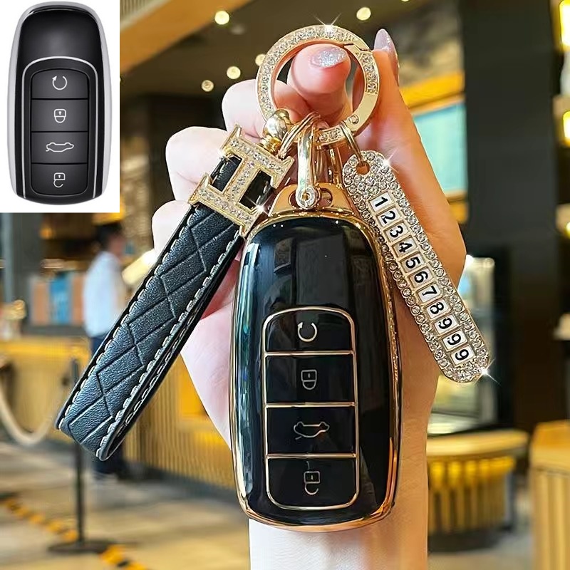 Soft TPU Car Key Cover Case Untuk Chery Tiggo 3 5x4 8 Glx7 2019 2020 Smart Keyless Remote Fob Case Keychain Holder Protector