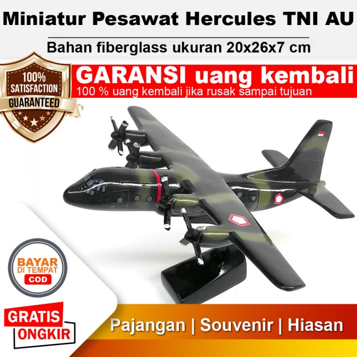 Diecast Miniatur Pesawat Terbang Hercules TNI AU A1310 20x26x7 cm