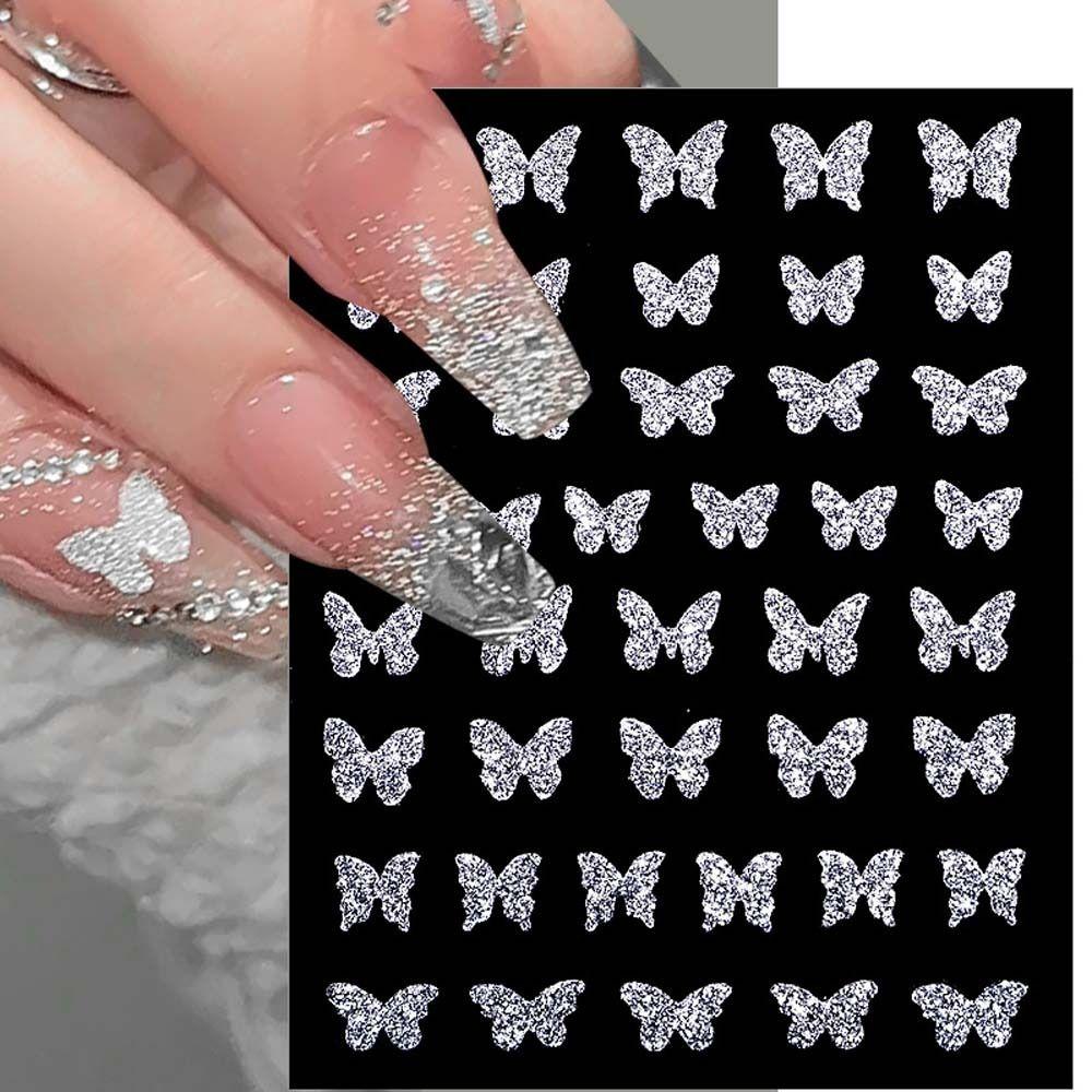 Mxbeauty Stiker Kuku Kupu-Kupu Fashion Aurora Manicure Aksesoris Self Adhesive Dekorasi Kuku