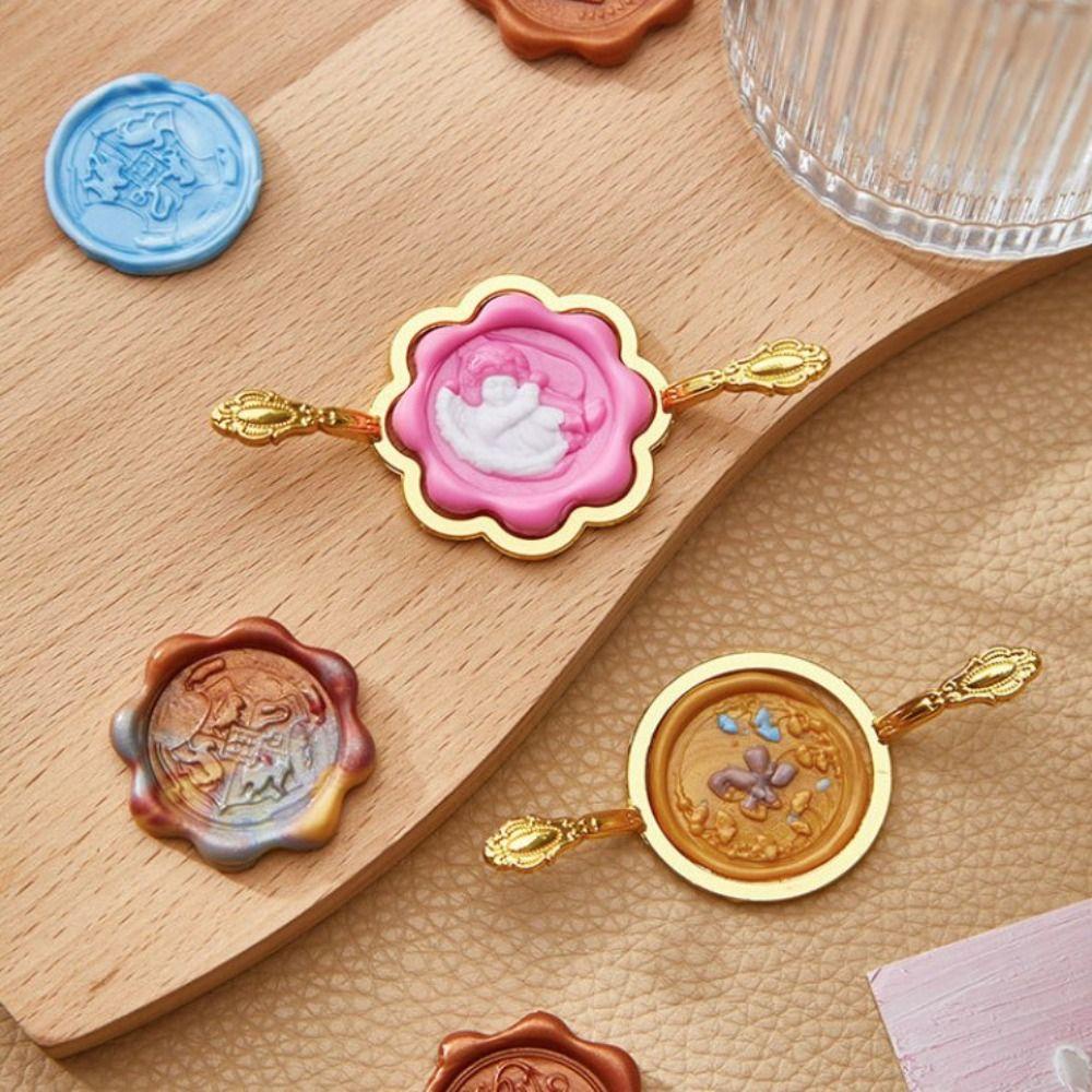 [Elegan] Sealing Wax Molds Holder Undangan Kreatif Kerajinan Tangan DIY Alat Kerajinan Engagement Scrapbooking Sealing Wax Molds Fire Lacquer Fixer Wax Seal Stamp Rings