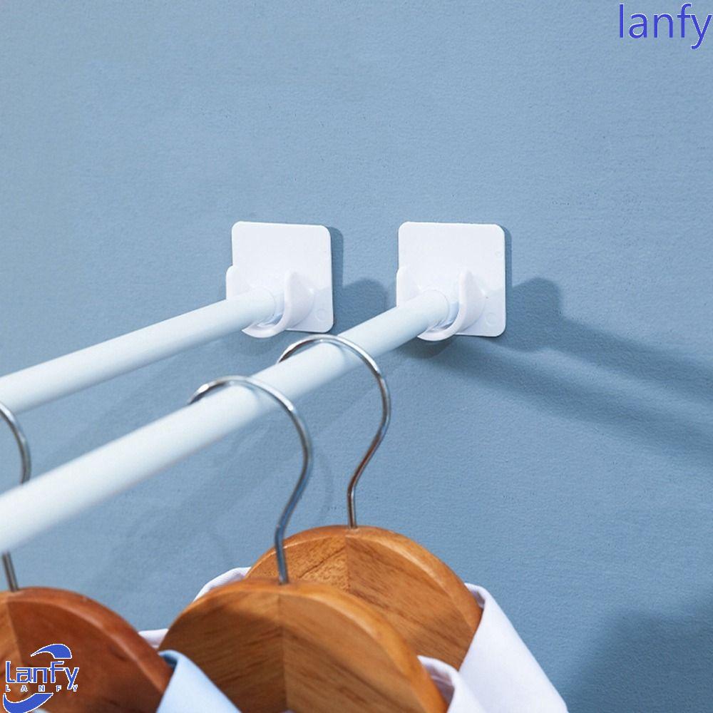 Lanfy Bracket Batang Gorden Universal Adjustable Self-Adhesive Perekat Kuat Gantung Batang Teleskopik Memperbaiki Tirai Tetap Klip