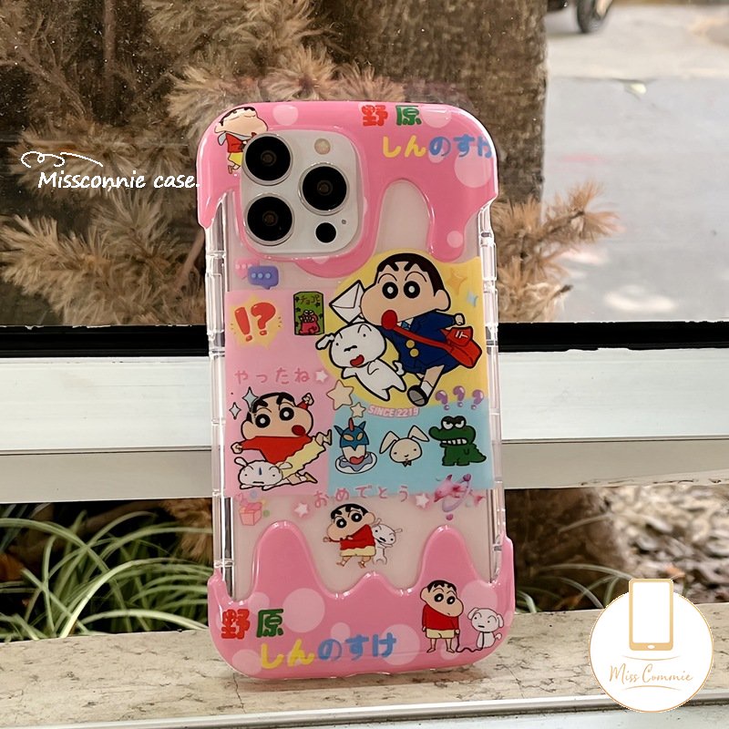 Casing Ponsel Crayon Shin-chan Kartun Lucu Kompatibel Untuk IPhone 7Plus 11 14 13 12 Pro Max XR 78 Plus X XS Max Shockproof Creative Candy 3D Ice Cream Soft Tpu Cover