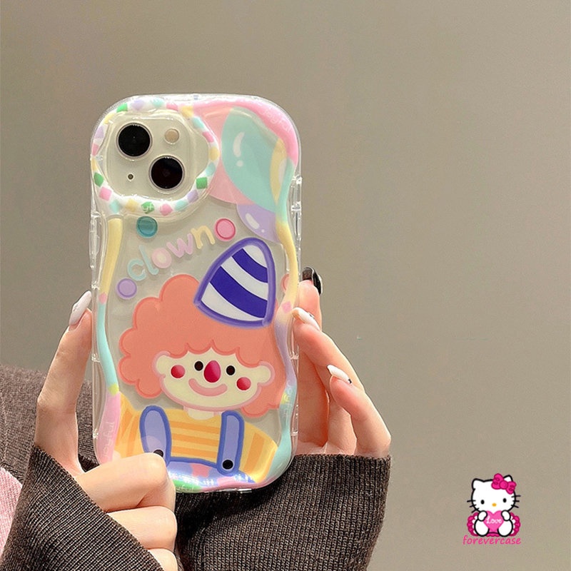 Case Badut Lucu Imut Untuk VIVO Y36 Y31 Y35 Y12 Y21 Y20 Y15s Y16 Y22 Y15 Y12i Y11 Y12s Y30 Y15A Y91C Y02 Y33s Y20i Y95 Y17 Y22s Y51 Y91 Y51A Y21s 3D Wavy Curved Edge Soft Cover