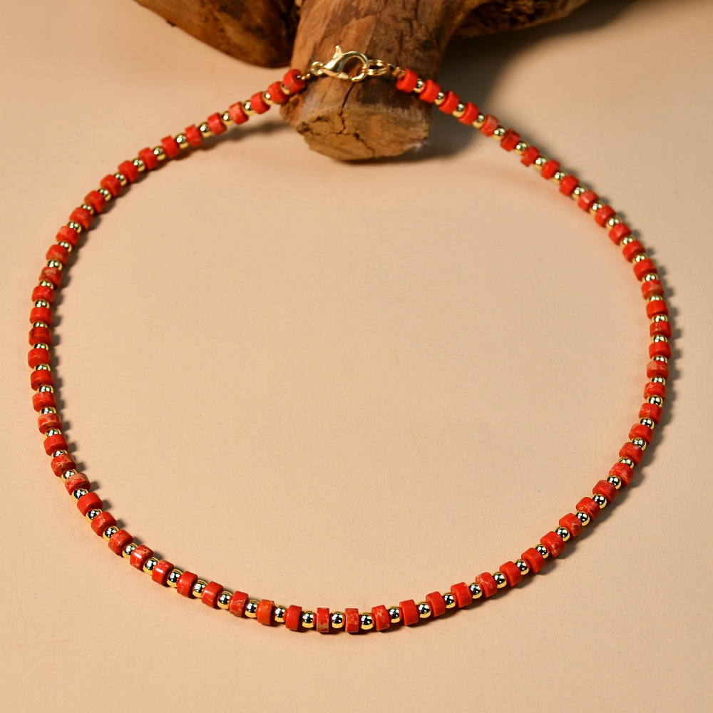 Kalung Desain Niche Manik-Manik Tangan Kalung Batu Semi Mulia Gadis Panas Ditumpuk Rantai Klavikula Warna-Warni