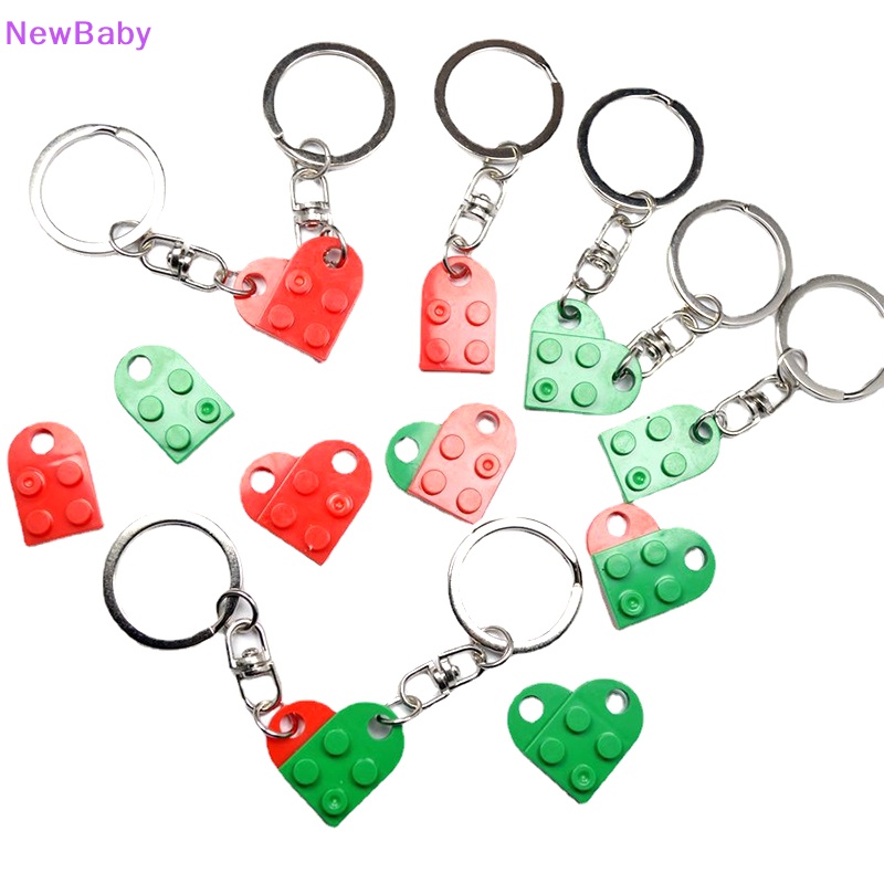 Newbaby 2pcs Split Heart Key Ring Best Friend Keychain Brick Keychain Untuk Pasangan Persahabatan Key Ring Heart BFF Hadiah Natal ID