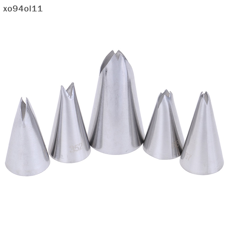 Xo 5Pcs Daun Nozel Stainless Steel Icing Piping Nozel Tips Pastry Kue Dekor OL