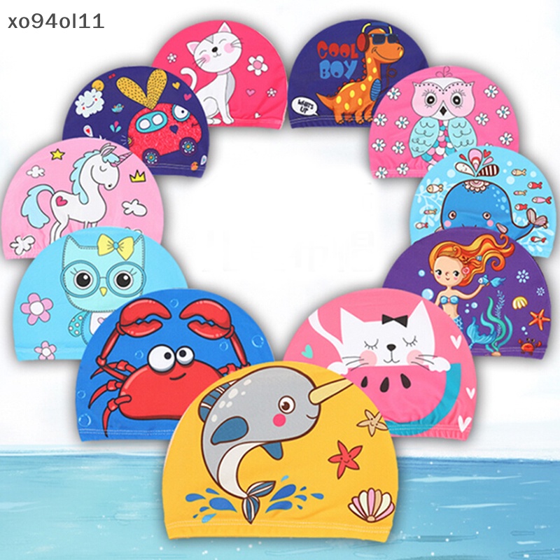 Xo Topi Renang Motif Kartun Lucu Elastis Untuk Rambut Panjang Anak-Anak Melindungi Telinga Topi OL